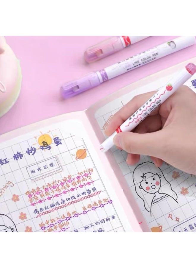 طقم أقلام تحديد كيرف مبتكرة 6 قطع | هايلايتر بخاصية الأسطوانة الدوارة لرسم خطوط منحنية وزخارف هندسية | أقلام فلورسنت متعددة الألوان للتدوين اليومي والبوليت جورنال | أقلام تحديد فنية للمدارس والجامعة والمكتب | حبر غير سام سريع الجفاف | أدوات كتابة وتزيين احترافية للطلاب والمعلمين والهدايا - Image 2